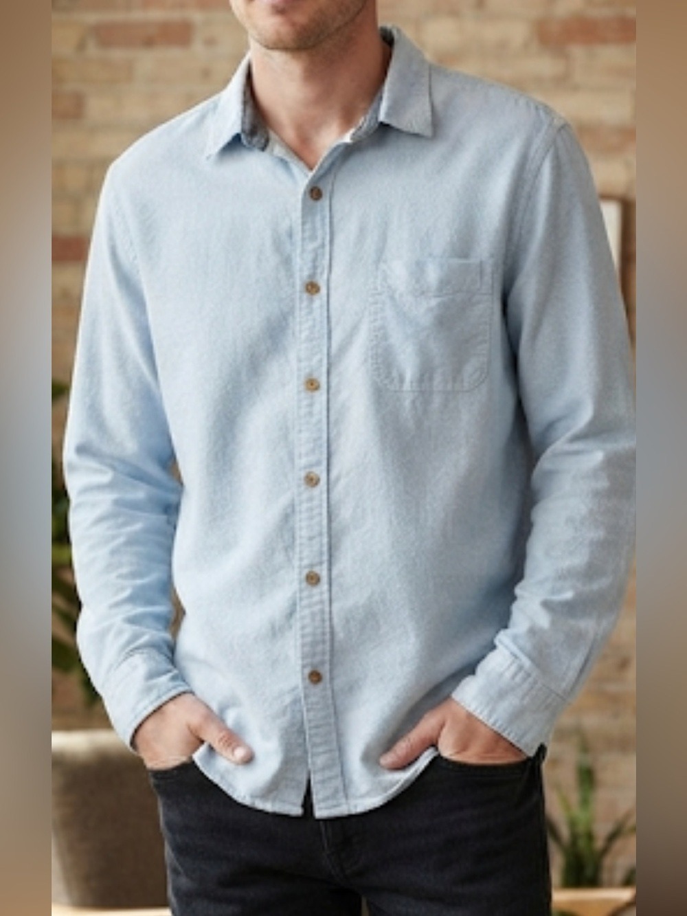 Even Tide Light Blue Button Down Shirt XL Slim Fit Cotton Casual Classic